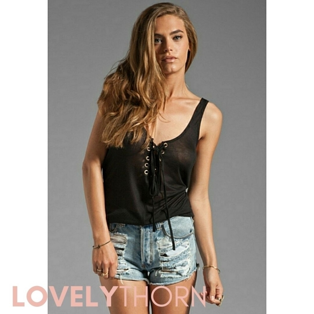 ONE TEASPOON // ltd ed hot rod lace up super soft ribbed tank top